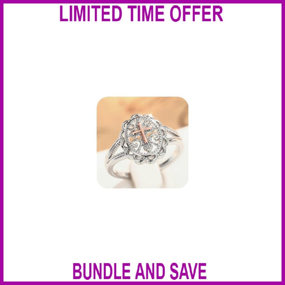 Sterling Silver Plated Cross Statement Ring Size … - image 1